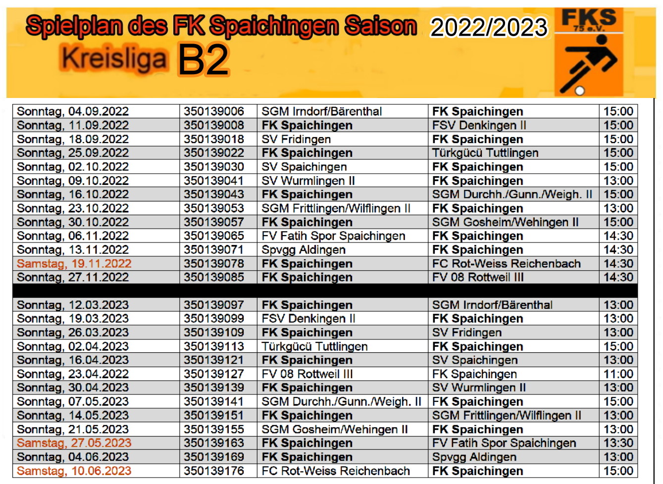 Spielplan 2022