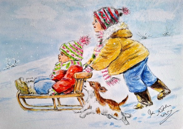 Schlittenfahrt mit Hund